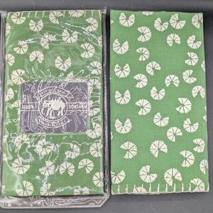 New PAIR John Robshaw Cotton Linen 20" Pillow Shams Green Leaf Flower Print